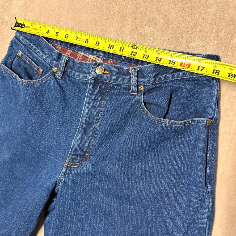 Men's Eddie Bauer Blue Plaid Lined Straight Jeans 38x32